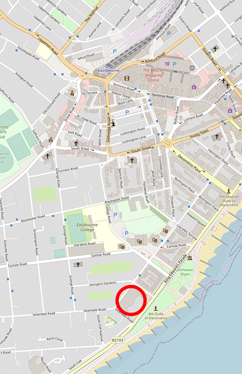This is a map of the location of the Grand Hotel
