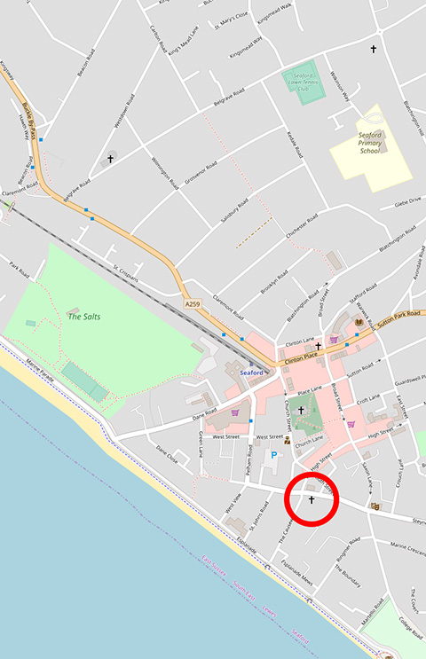This a map showing the location of Cross Way Church
