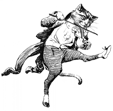 This is a picture of a Cat playing the Violin